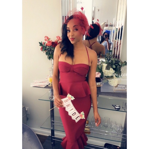 Burgundy peplum dress from Pretty Little Thing ♥️ - Picture 1 of 4